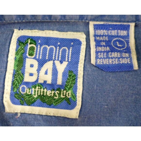 Bimini Bay Outfitters Ltd Blue Fishing Shirt L Strike King Lures & B.A.S.S. Patc - Picture 2 of 16